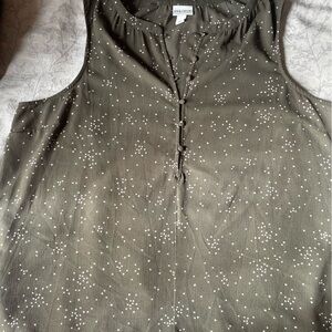 Ava & Viv Olive Sleeveless Tank with White Dot Print